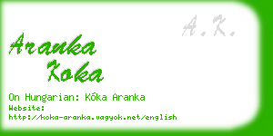 aranka koka business card