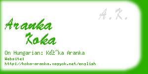 aranka koka business card